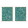 Haeckel Blue Medusae Suite – Original 19th-Century Jellyfish Lithographs (Diptych)