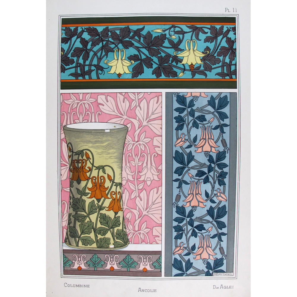 Columbine – Eugène Grasset (1896) | Original Lithograph from La Plante Columbine – Eugène Grasset (1896) | Original Lithograph from La Plante