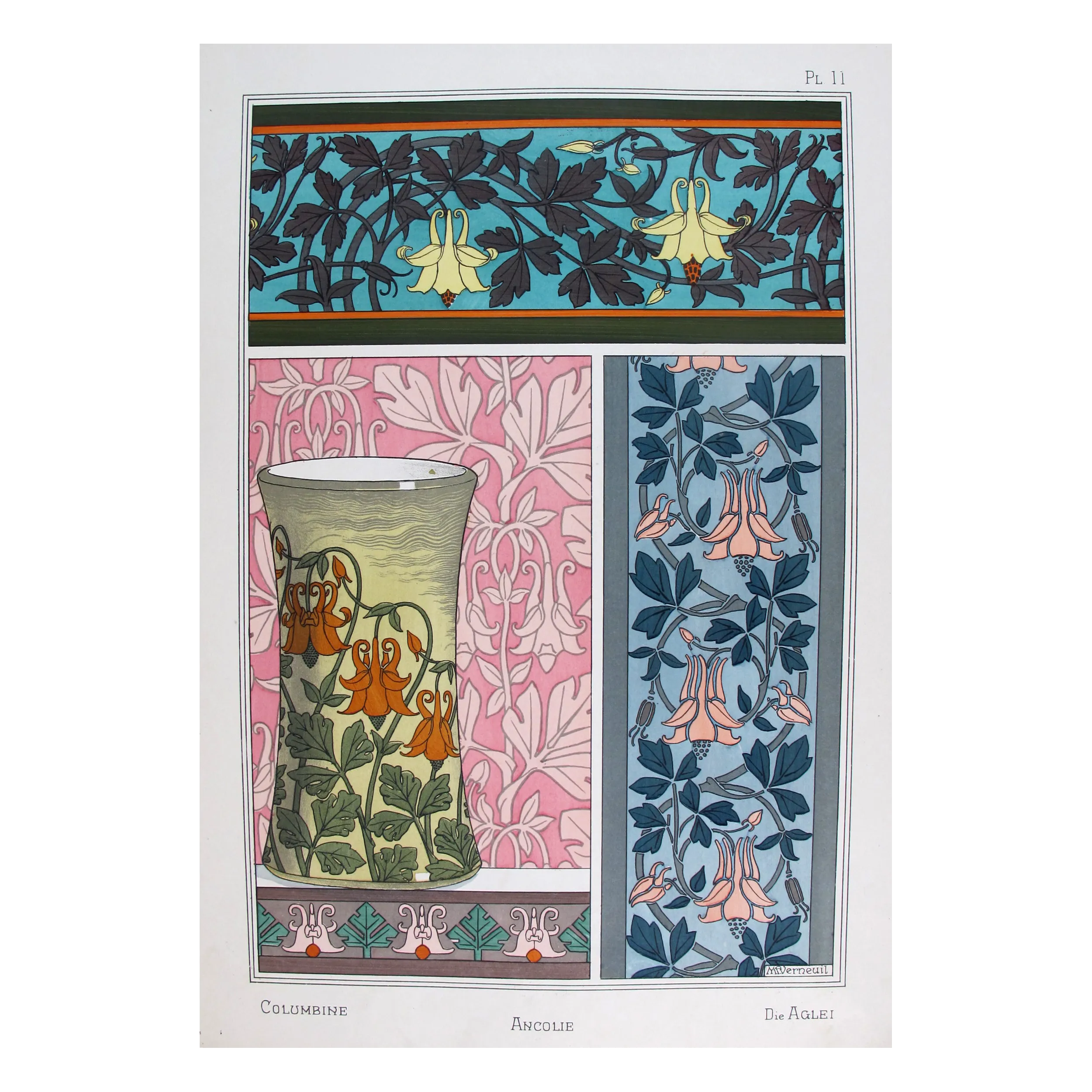 Eugène Grasset –  Columbine – Botanical Art Nouveau Print