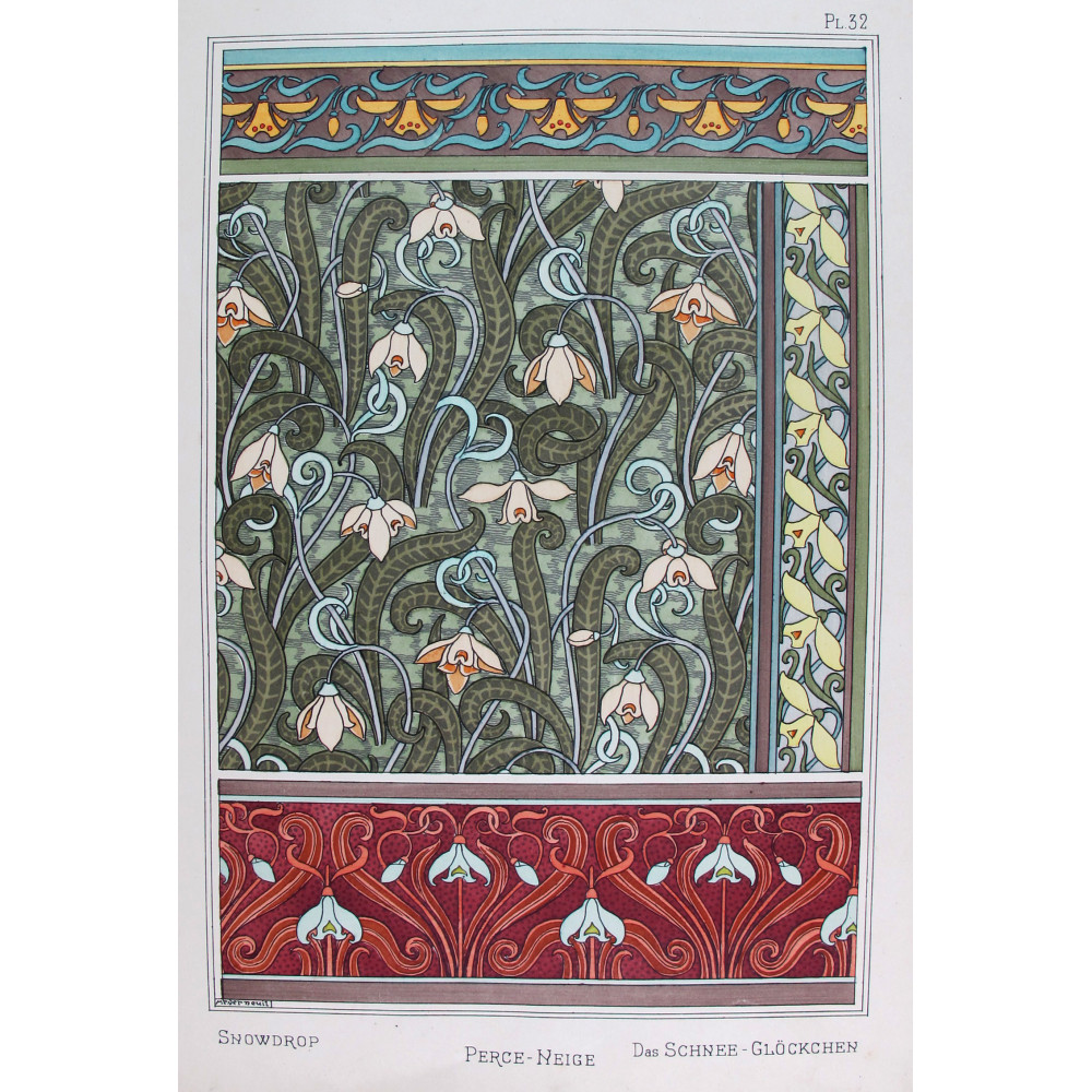 Snowdrop – Eugène Grasset (1896) | Original Lithograph from La Plante Snowdrop – Eugène Grasset (1896) | Original Lithograph from La Plante