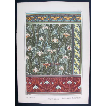 Eugène Grasset – Snowdrop –  Original Art Nouveau Lithograph.